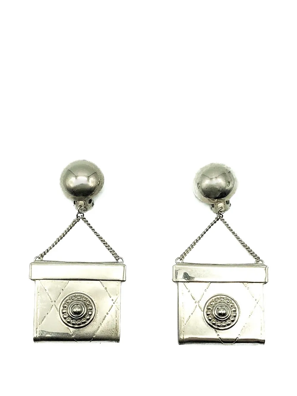 Jennifer Gibson Jewellery Orecchini a forma di borsa anni '80 - Argento