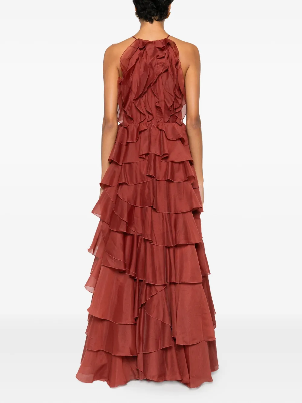 Aje Cleo Ruffled Tiered Maxi Dress In Brown