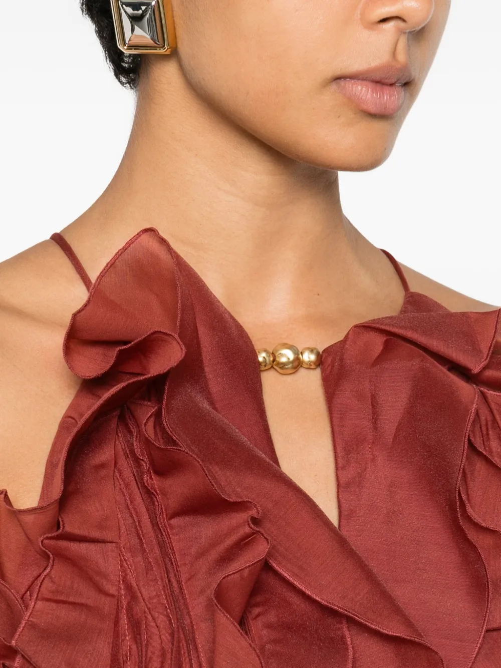 Aje Cleo Ruffled Tiered Maxi Dress In Brown