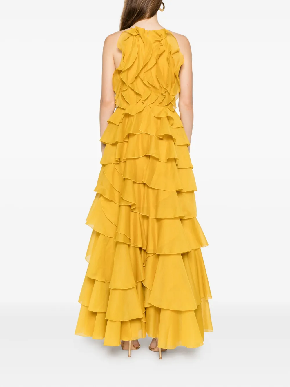 Aje Cleo Ruffled Gown Maxi Dress In Yellow