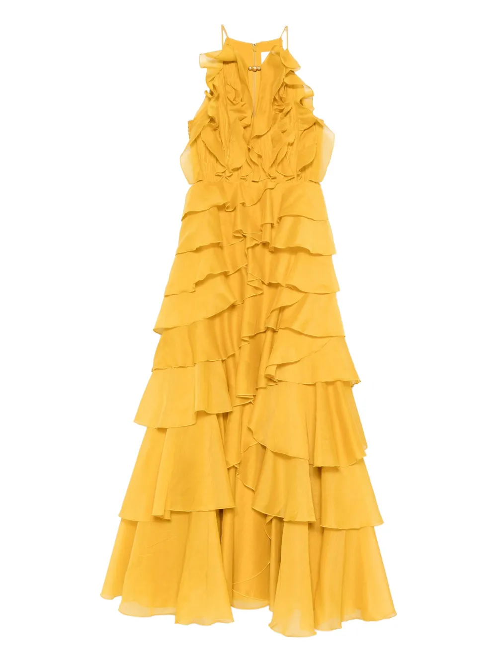 Aje Cleo Ruffled Gown Maxi Dress In Yellow