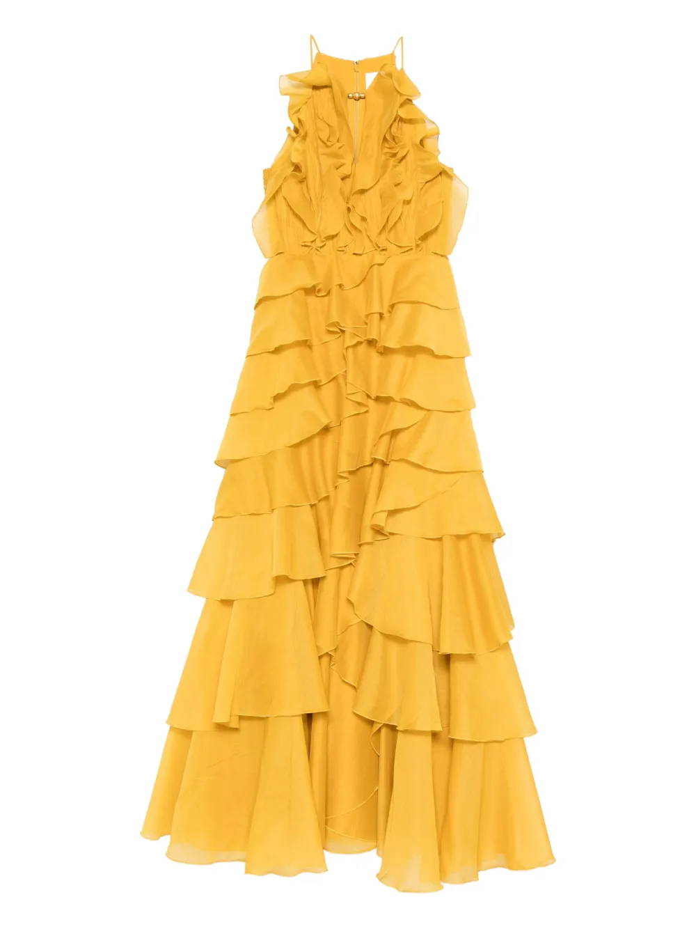 Aje Vestido longo Cleo com babados | Amarelo | Image 1