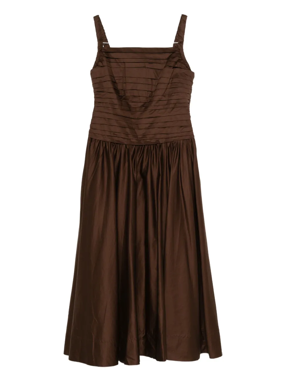 Aje Star Pleated Midi Dress In Brown