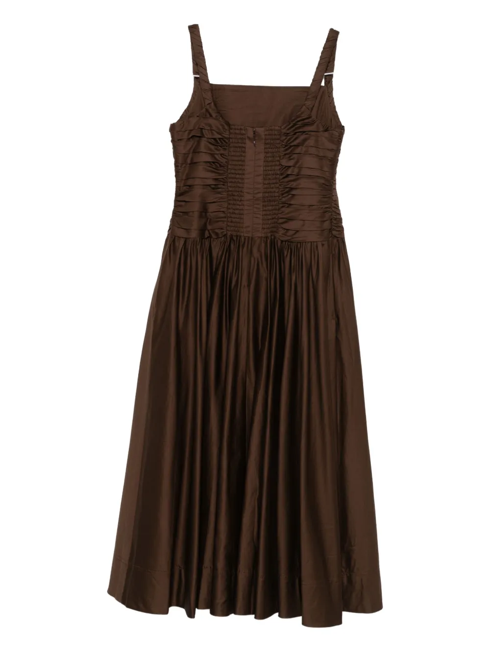 Aje Star Pleated Midi Dress In Brown