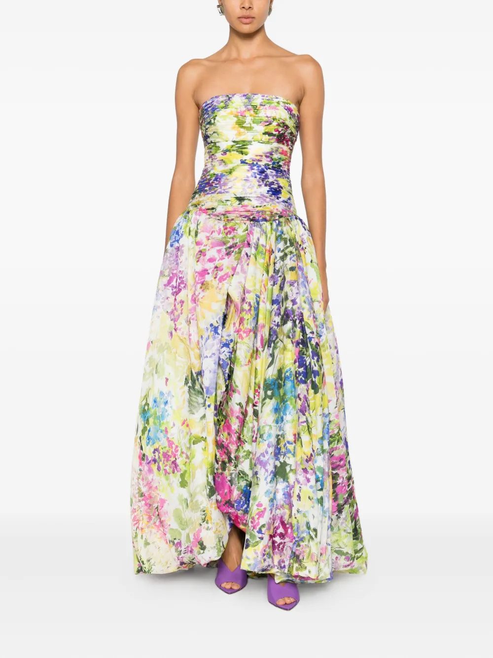 Aje Dahlia Floral-print Gown Dress In Multi