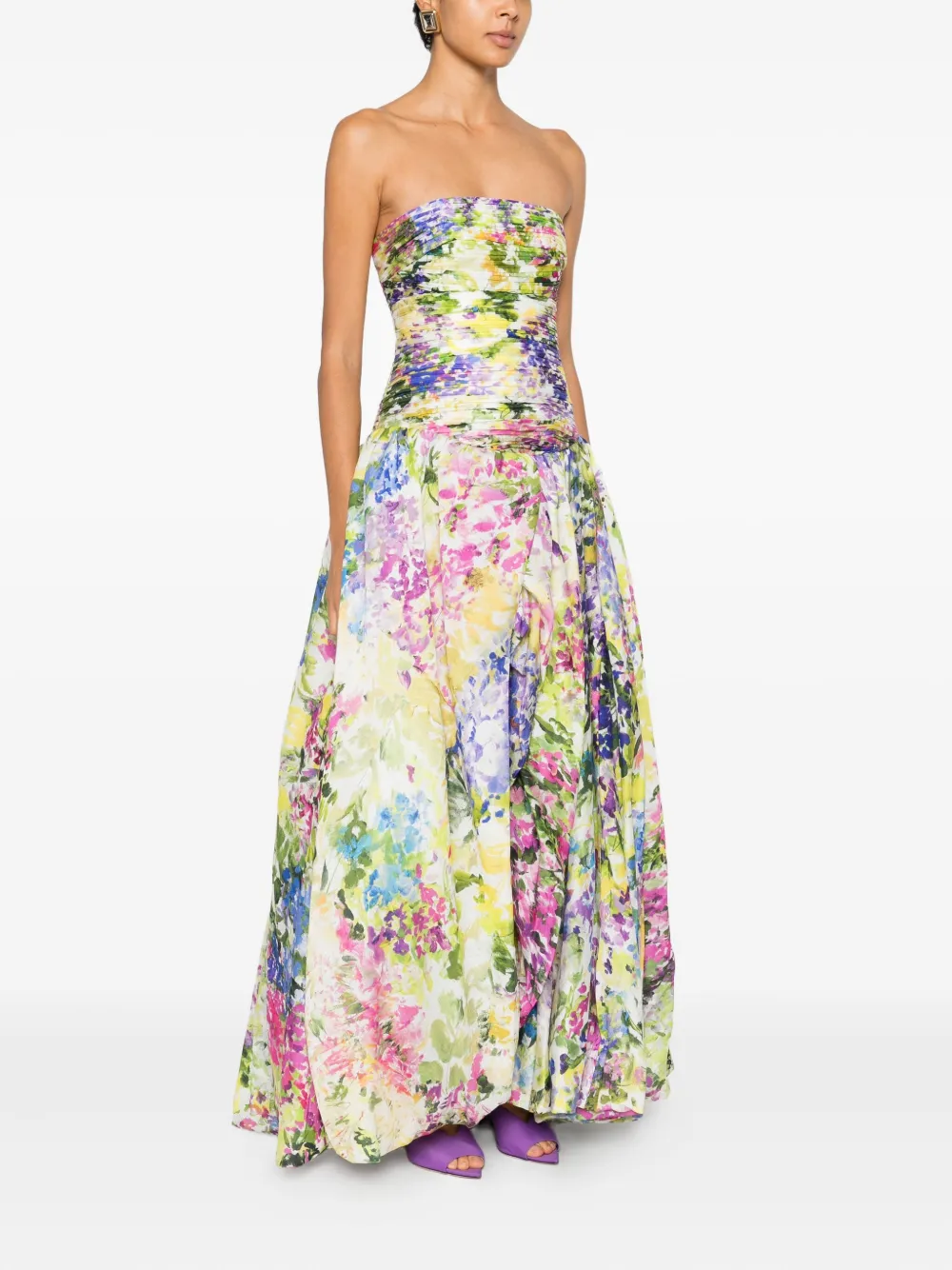 Aje Dahlia Floral-print Gown Dress In Multi