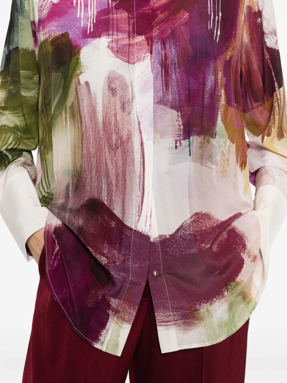 Aje Atomic blouse met print en knopen Beige