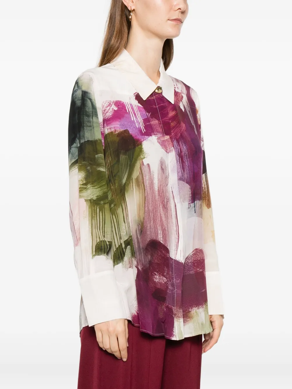 Aje Atomic blouse met print en knopen Beige