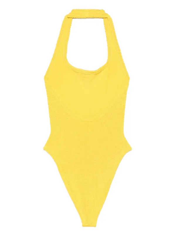 Hunza G Sandy Halterneck Swimsuit Yellow FARFETCH AE