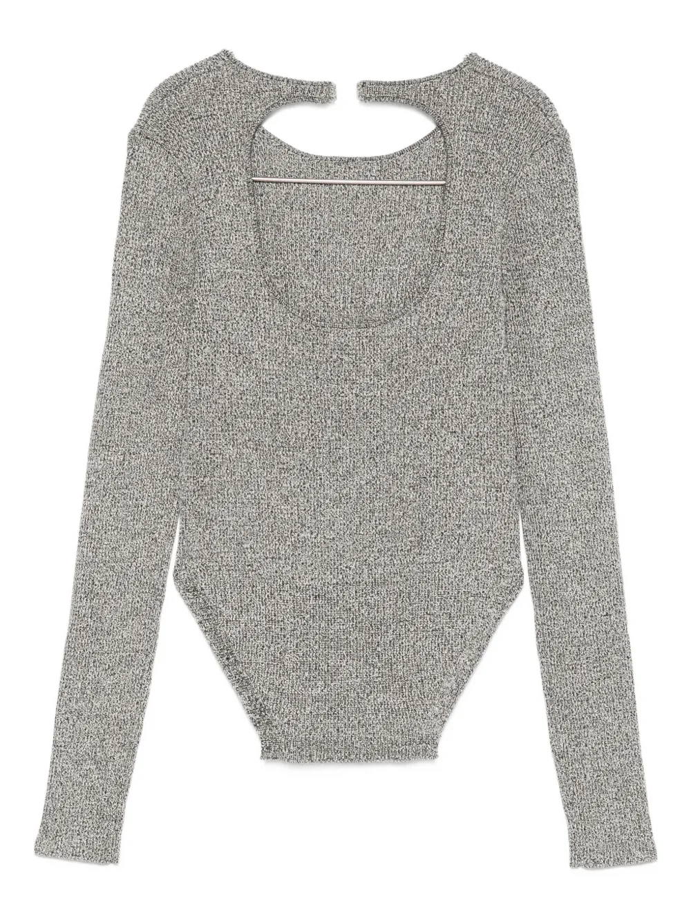 Patrizia Pepe Cut-out Knitted Bodysuit In Silver