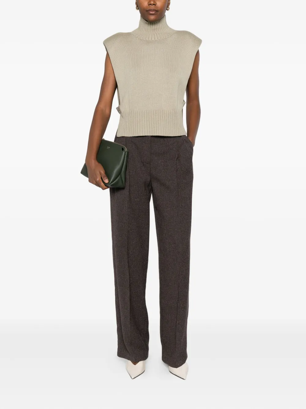 Patrizia Pepe Ribbed Vest In Neutral