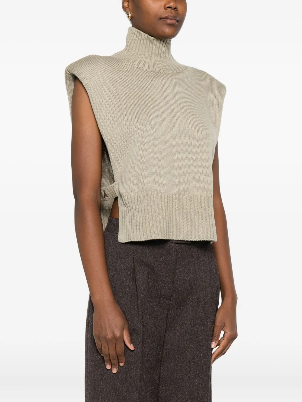 Patrizia Pepe Ribbed Vest In Neutral