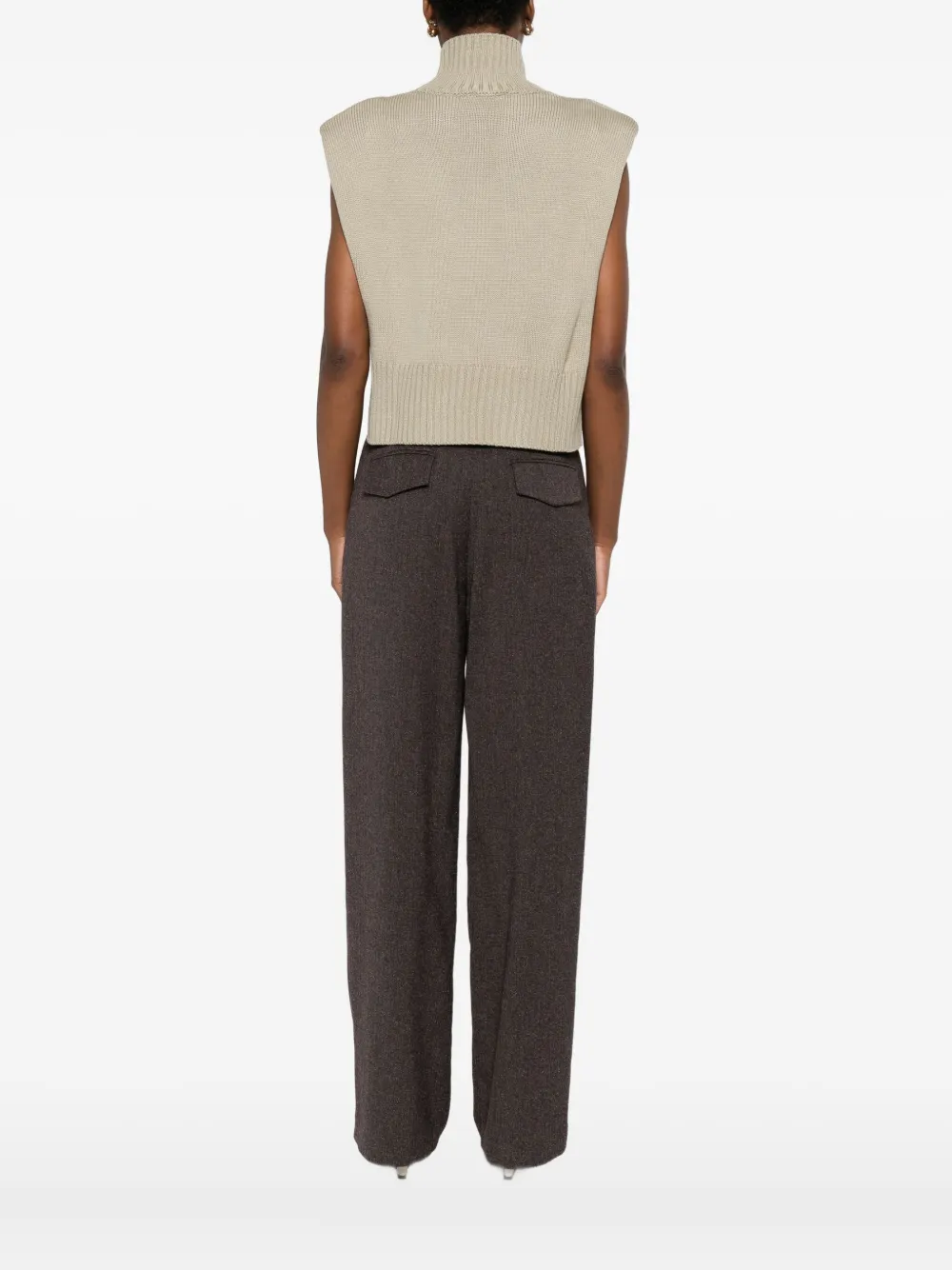 Patrizia Pepe Ribbed Vest In Neutral