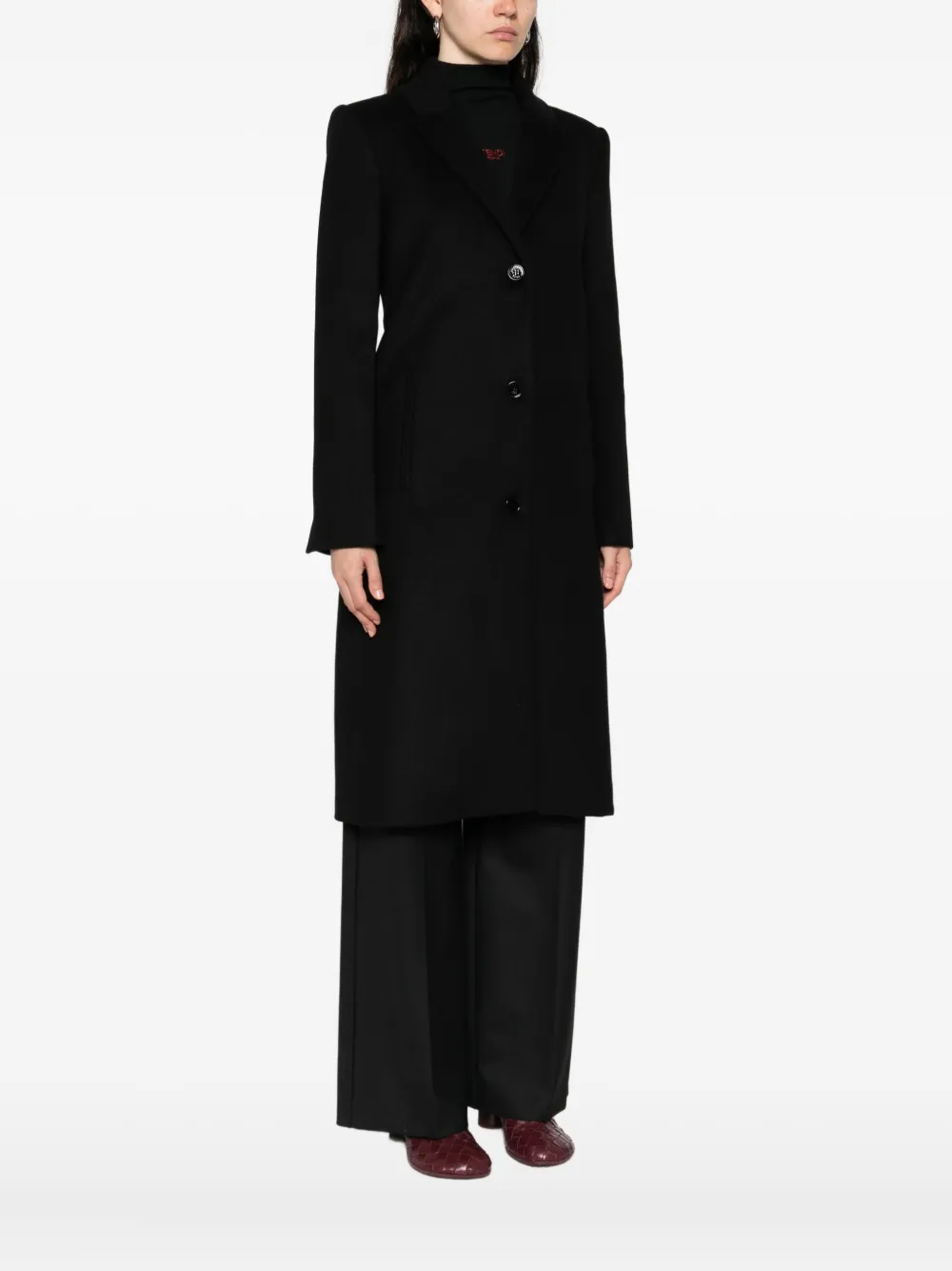 Patrizia Pepe Wool-blend Single-breasted Coat In Black