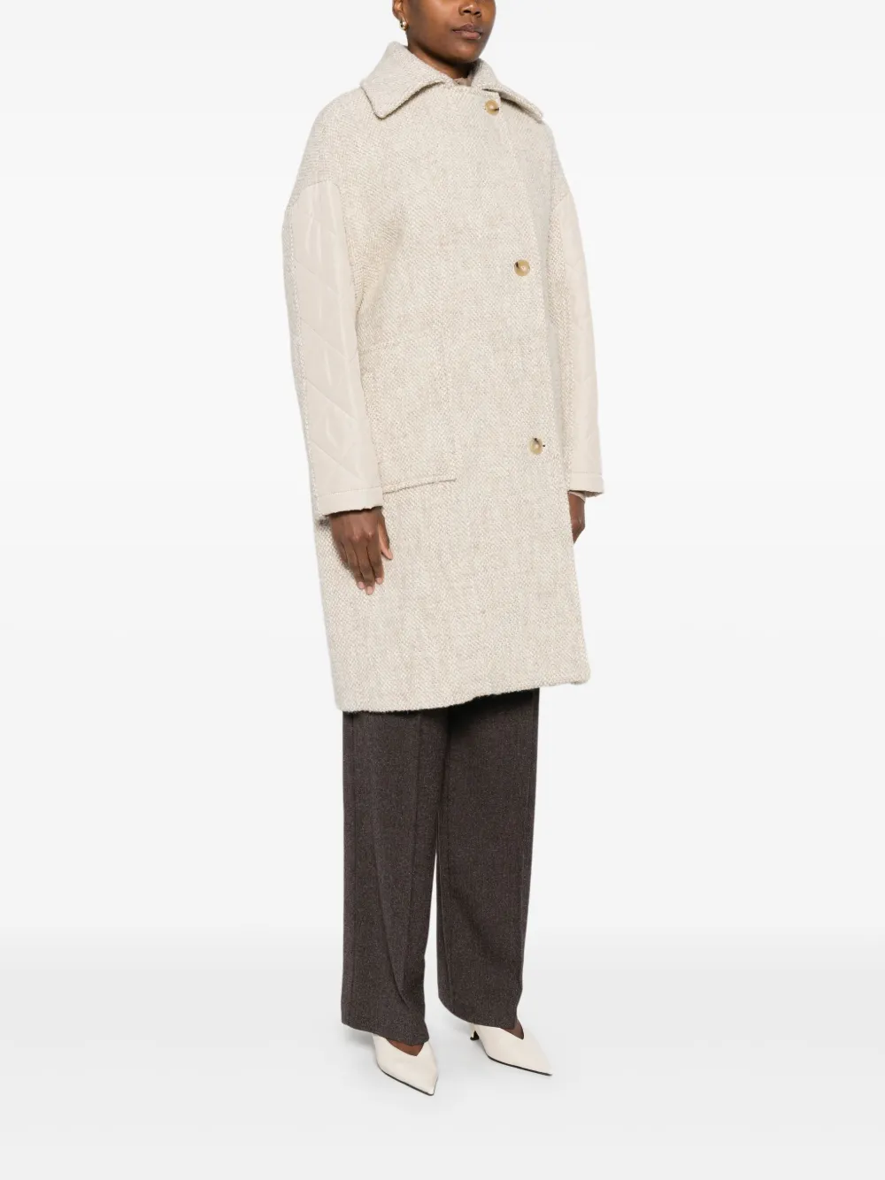 Patrizia Pepe Jas met enkele rij knopen FG49 White Greige