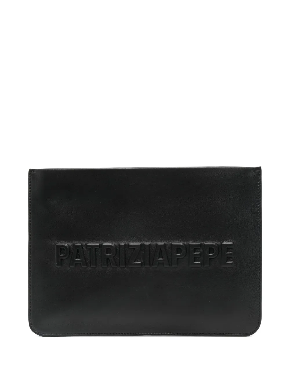 Patrizia Pepe Embossed Envelope Clutch Bag In Black