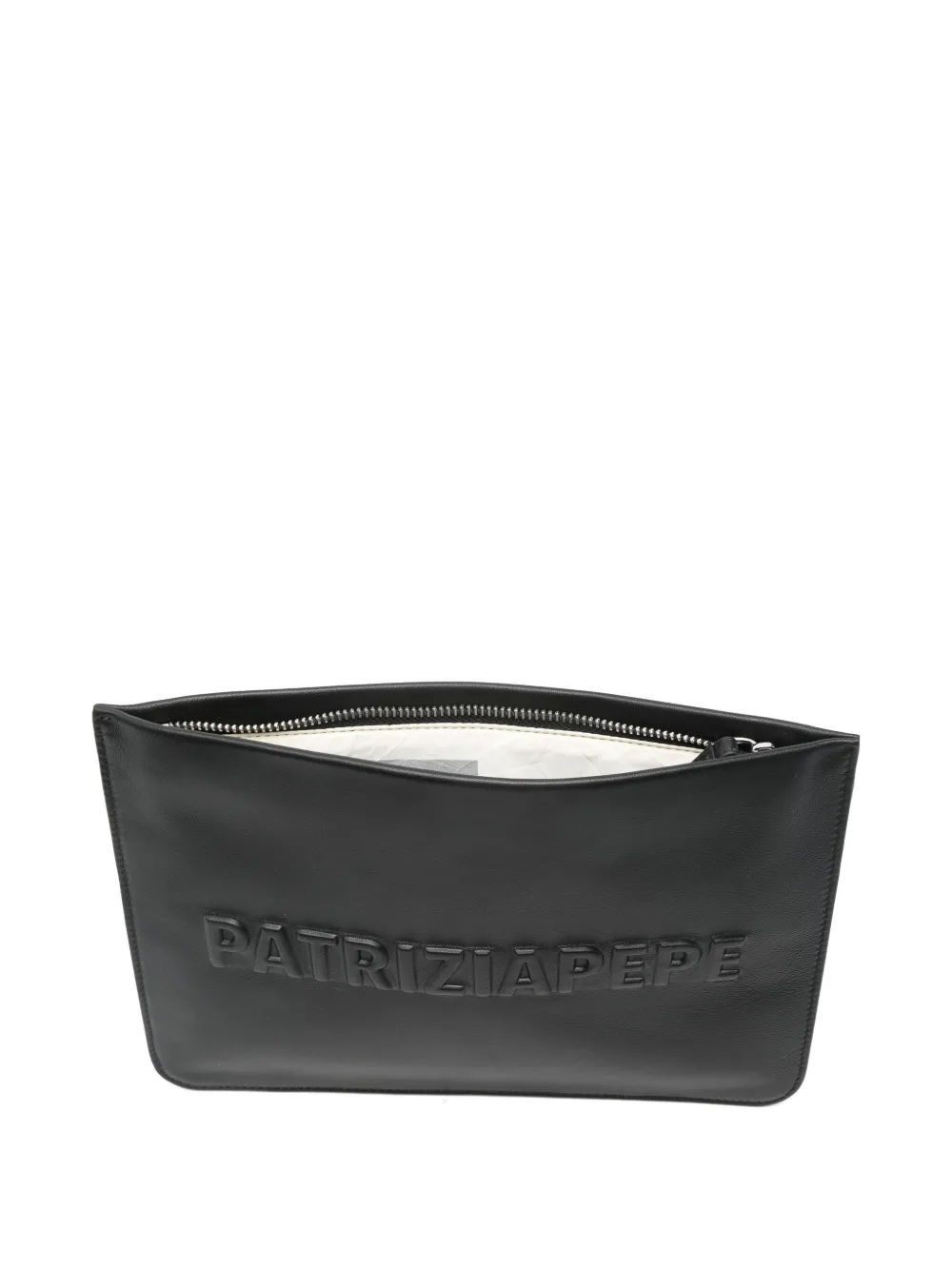 Patrizia Pepe Embossed Envelope Clutch Bag In Black