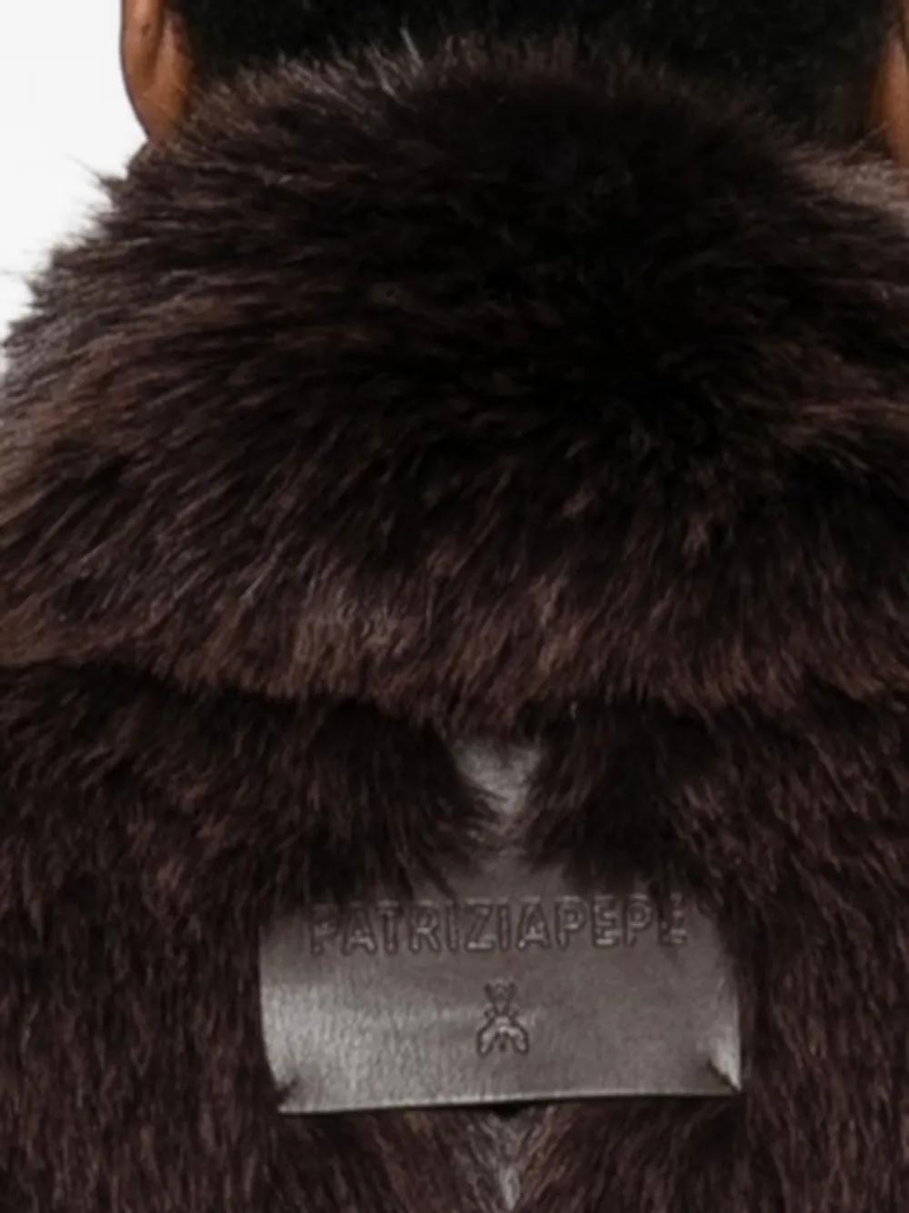 Patrizia Pepe Faux Fur Midi Jacket In Brown