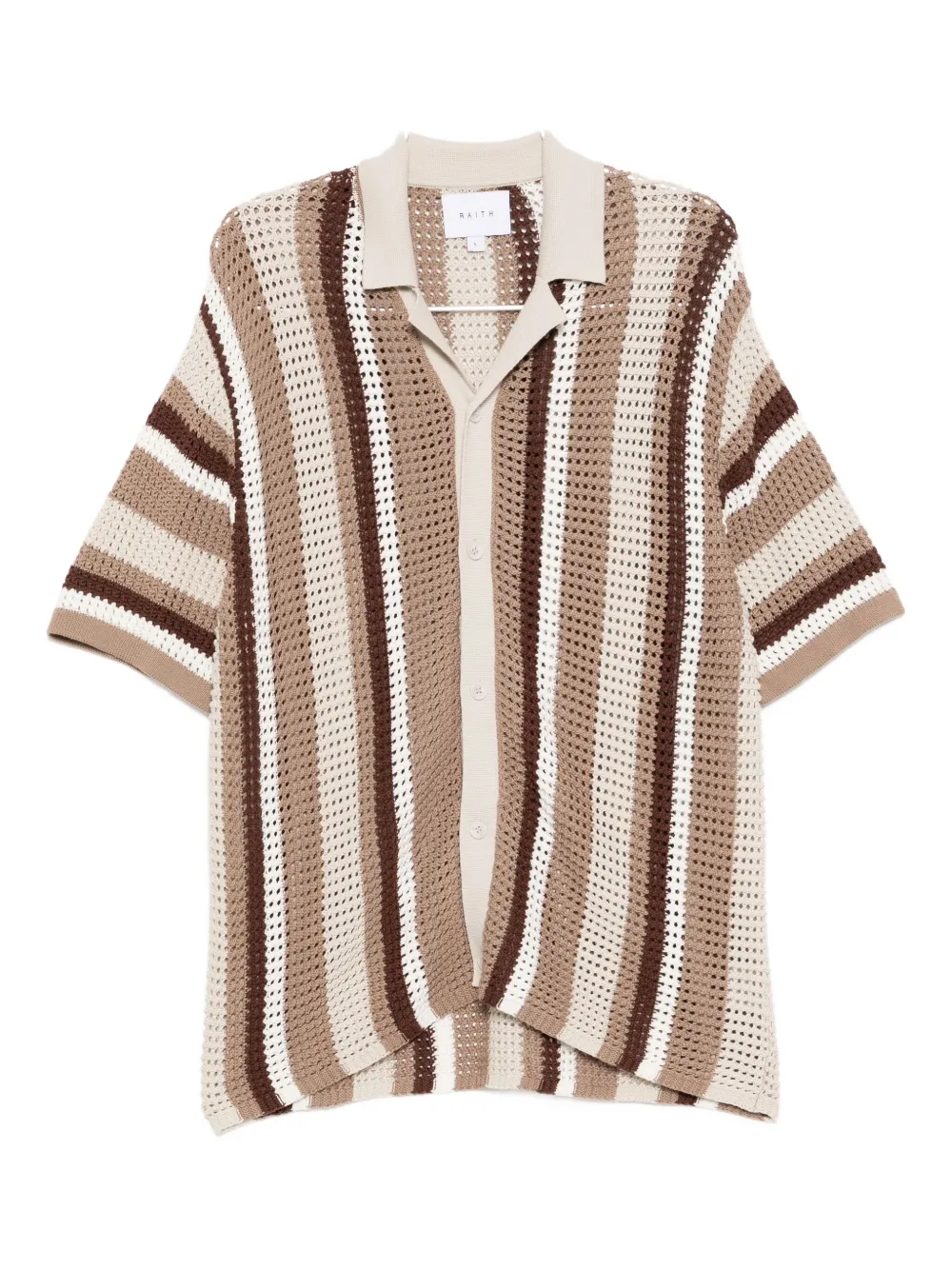 Raith Dellamore Striped Open-knit Shirt In Brown