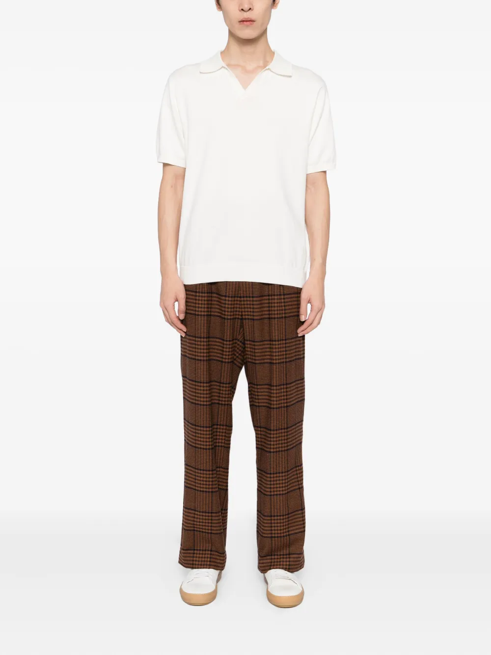 RAITH Privia gebreid T-shirt met open hals - Beige