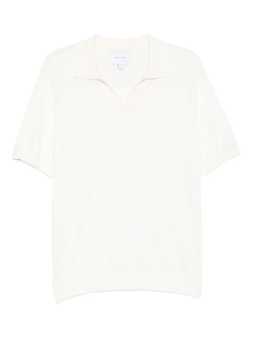 RAITH Privia knitted open neck T-shirt | Neutrals | Image 1