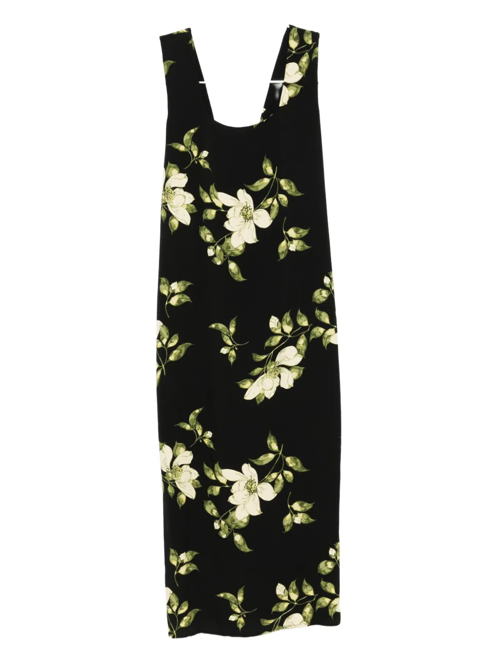 Reformation Vea Floral-print Crepe Midi Dress In Black