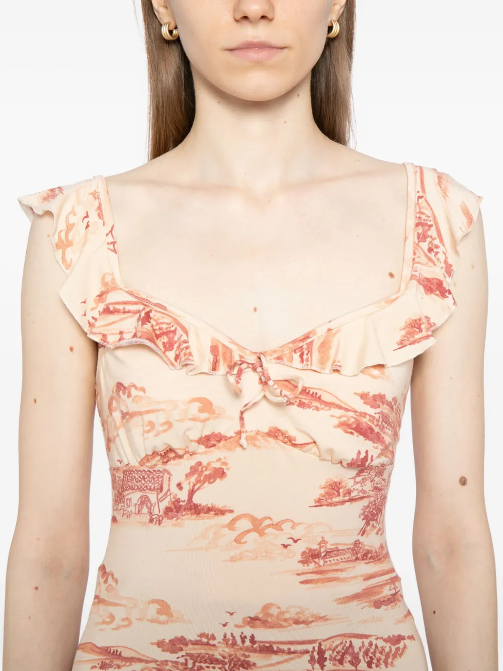 Reformation Lemmy Ruffle Strap Tank In Neutral