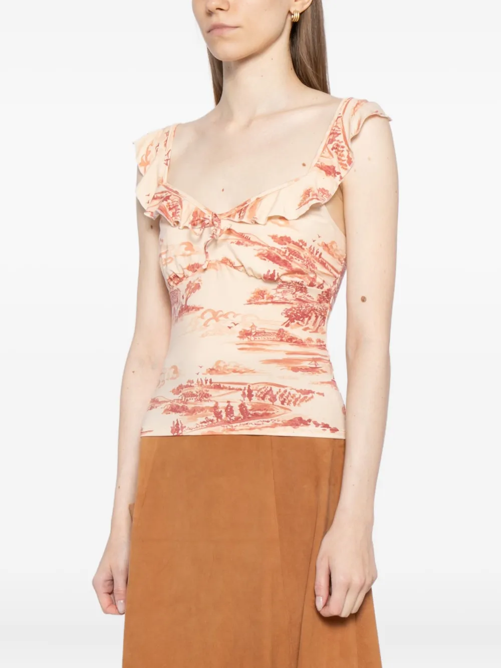 Reformation Lemmy Ruffle Strap Tank In Neutral