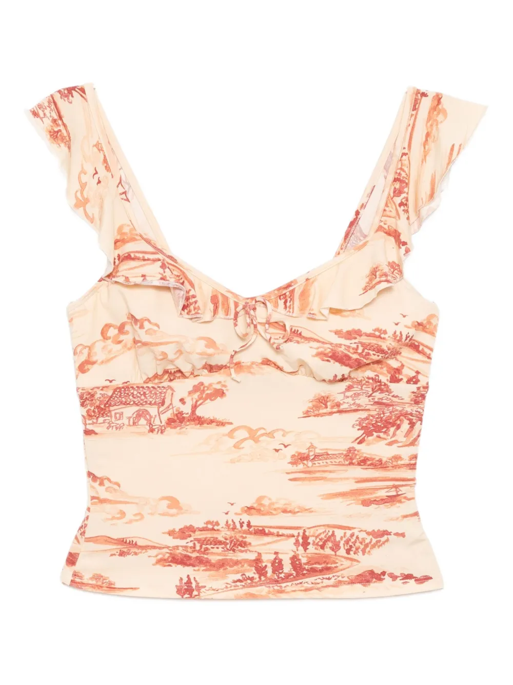 Reformation Lemmy Ruffle Strap Tank In Neutral