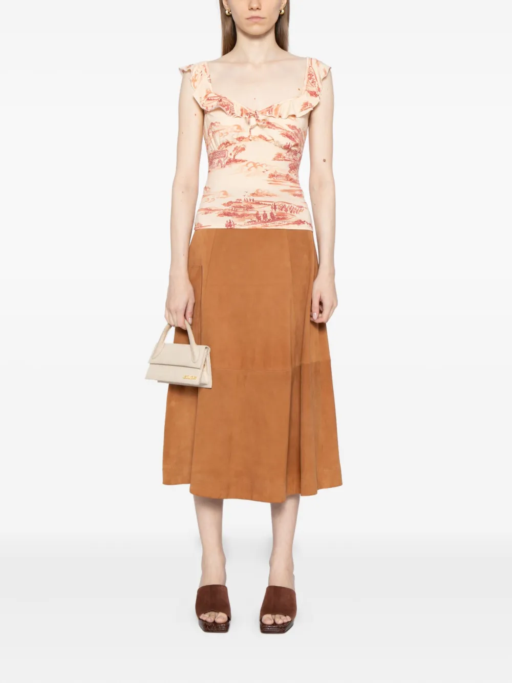 Reformation Lemmy Ruffle Strap Tank In Neutral