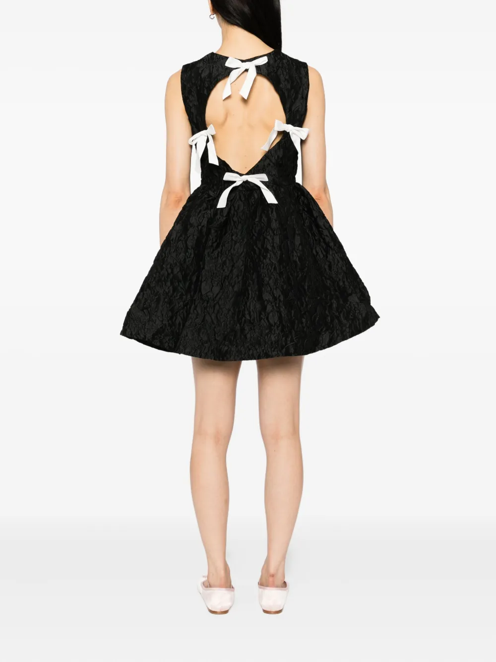 Sister Jane Lucia mini-jurk met open rug en jacquard Zwart