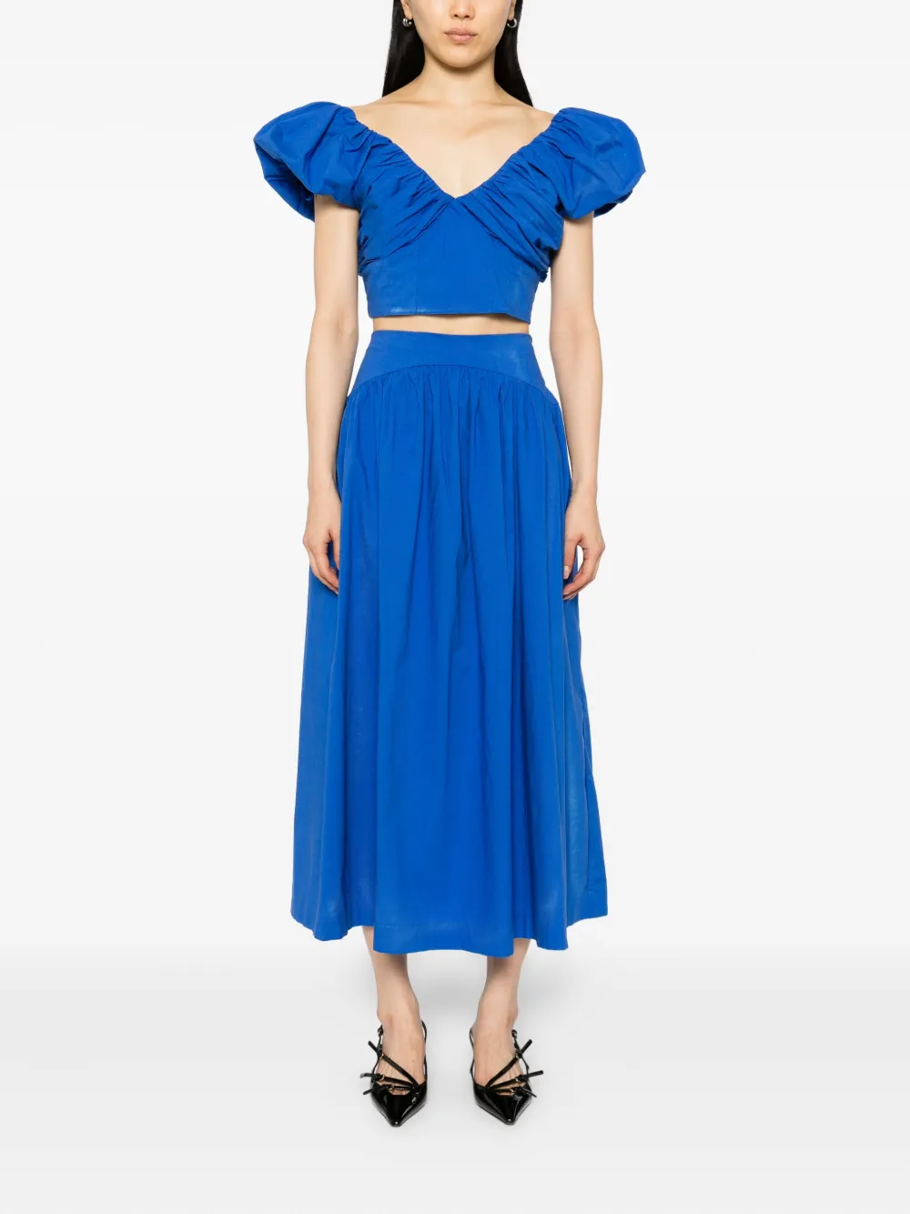 Sister Jane Diary gesmockte midi-rok - Blauw