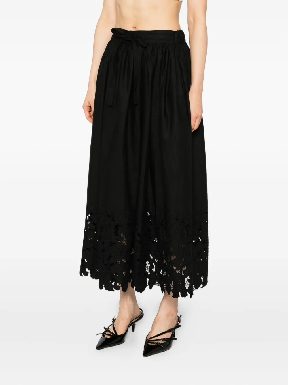 Sister Jane Womens Black La Fiesta Embroidered Woven Midi Skirt In Black