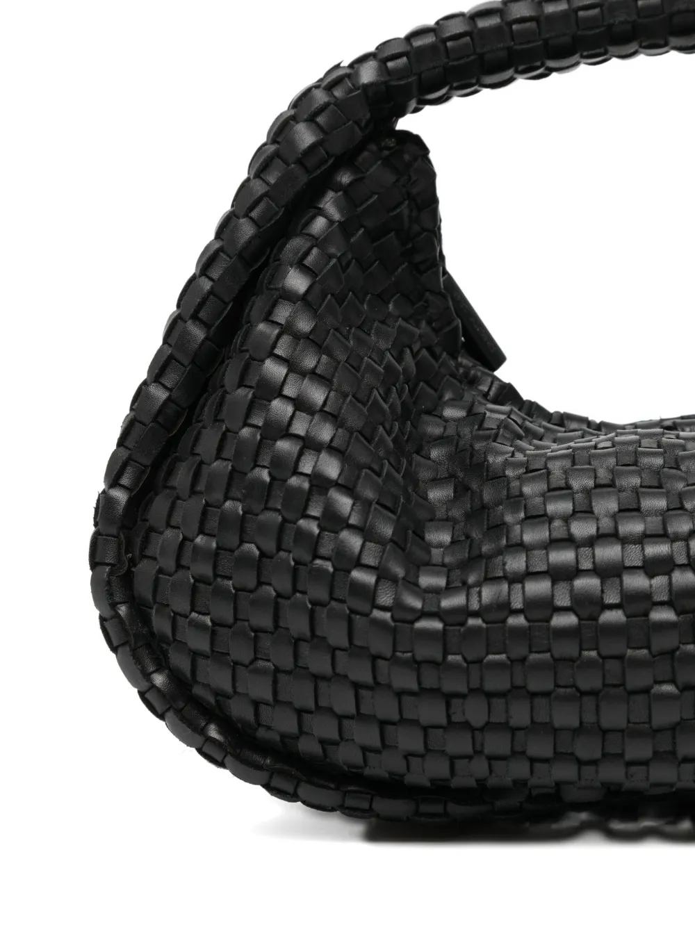 St Agni St. Agni Latice Weave Mini Bon Bon Leather Shoulder Bag In Black