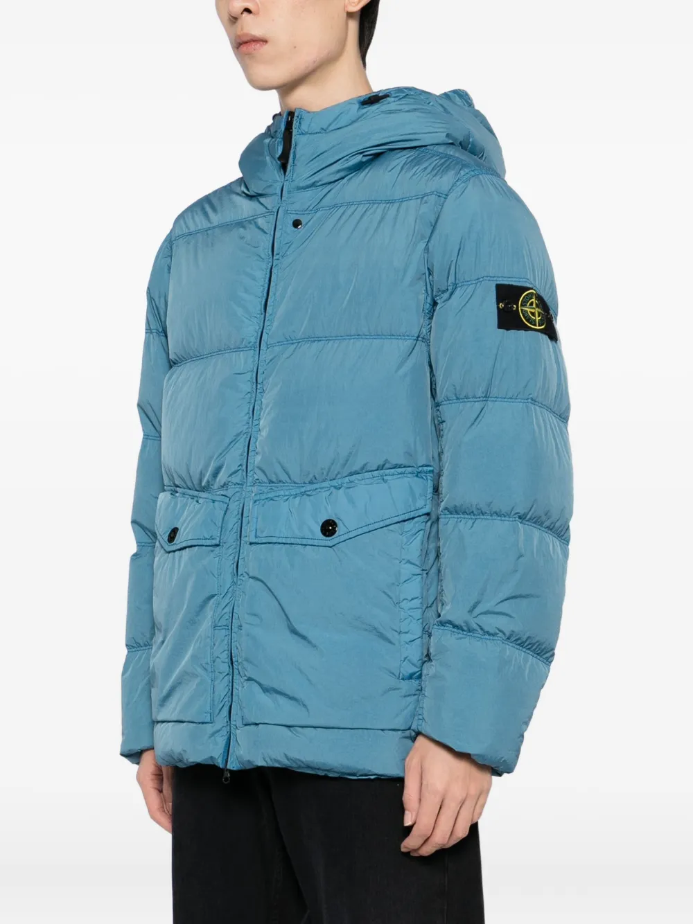 Stone Island Gekreukt gewatteerd jack Blauw