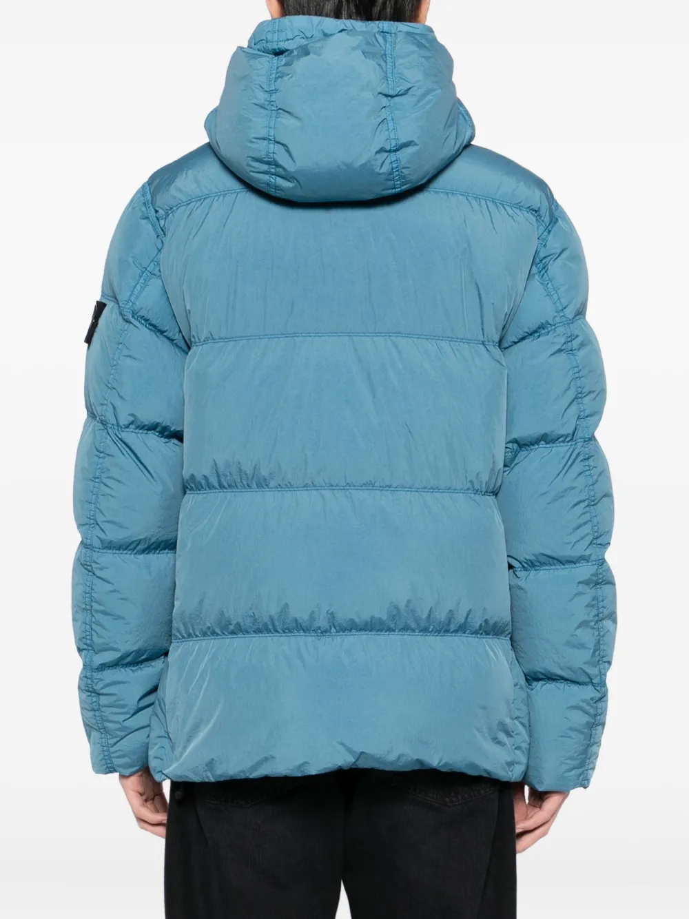 Stone Island Gekreukt gewatteerd jack Blauw