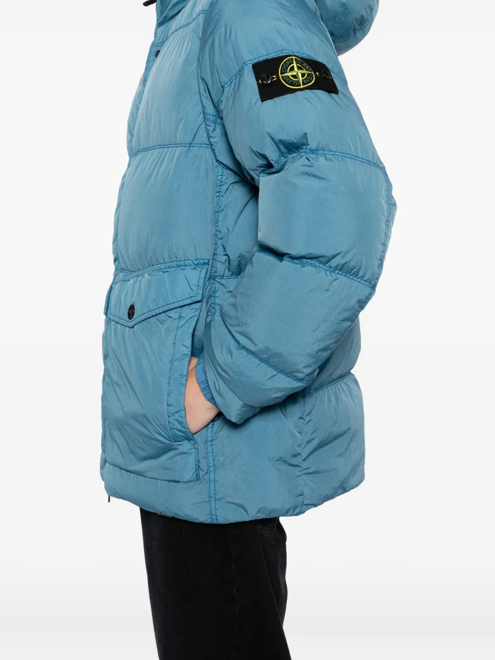 Stone Island Gekreukt gewatteerd jack Blauw
