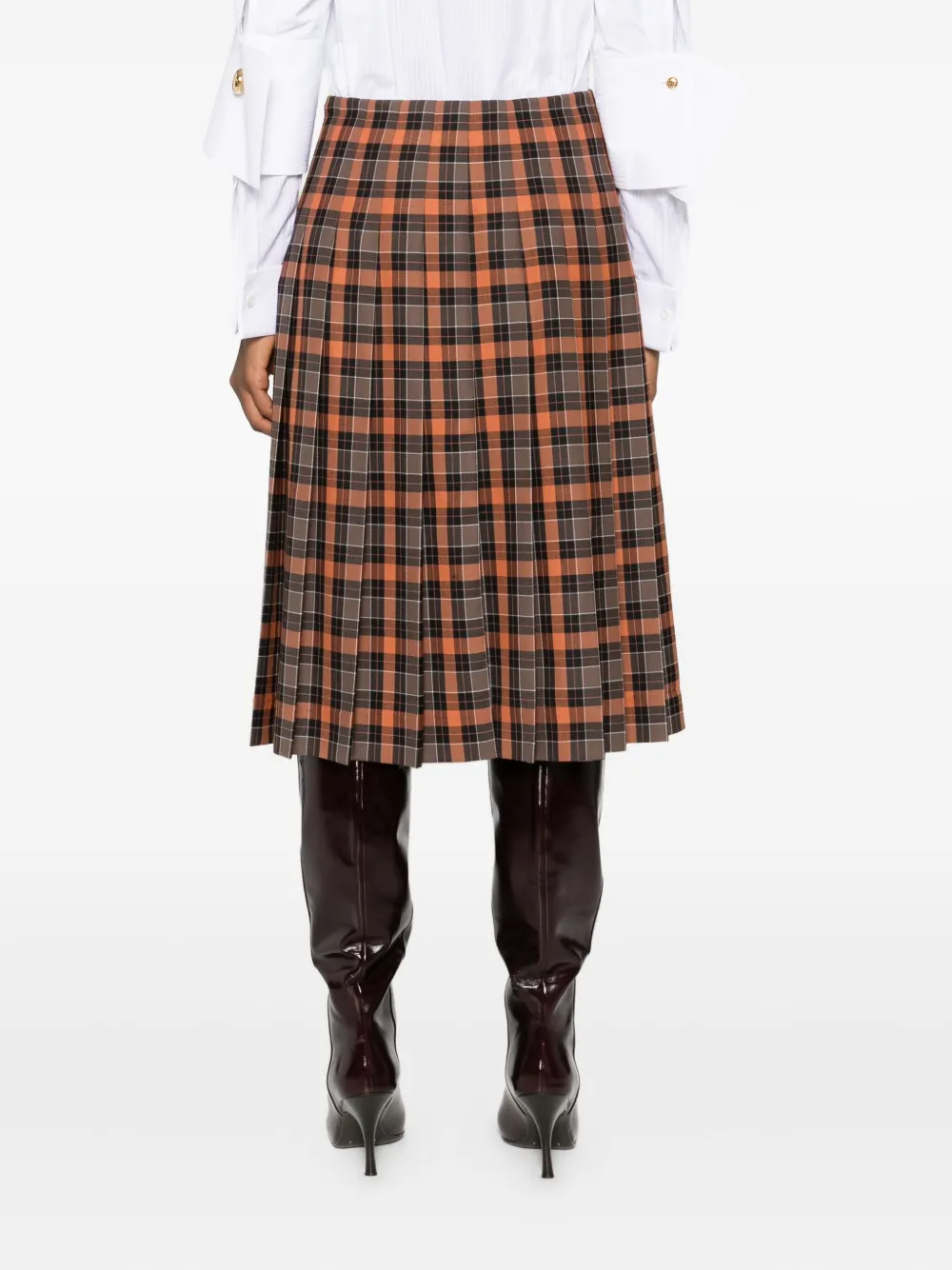 Loewe Pleated Plaid-pattern Midi Skirt In Multi