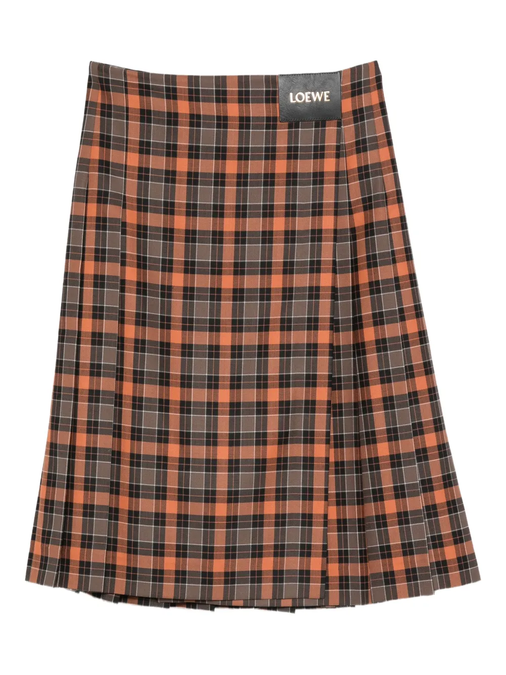Loewe Pleated Plaid-pattern Midi Skirt In Multi
