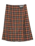 LOEWE pleated plaid-pattern midi skirt - Black
