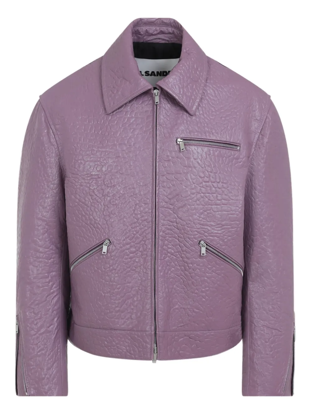 Jil Sander textured zip-fastening leather jacket | Purple | Image 1