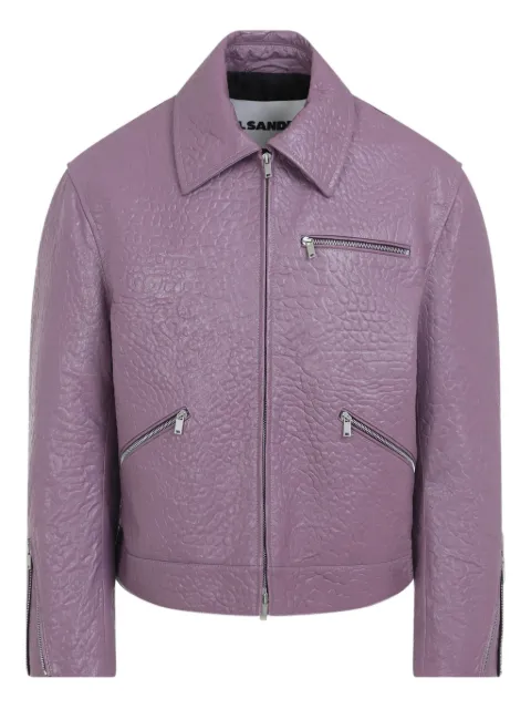 Jil Sander textured zip-fastening leather jacket