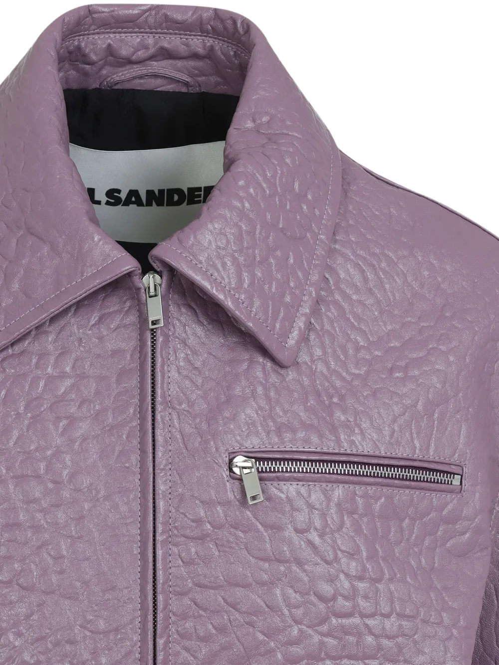 Jil Sander Textured Long Sleeve Jacket Zippered Pockets In Purple