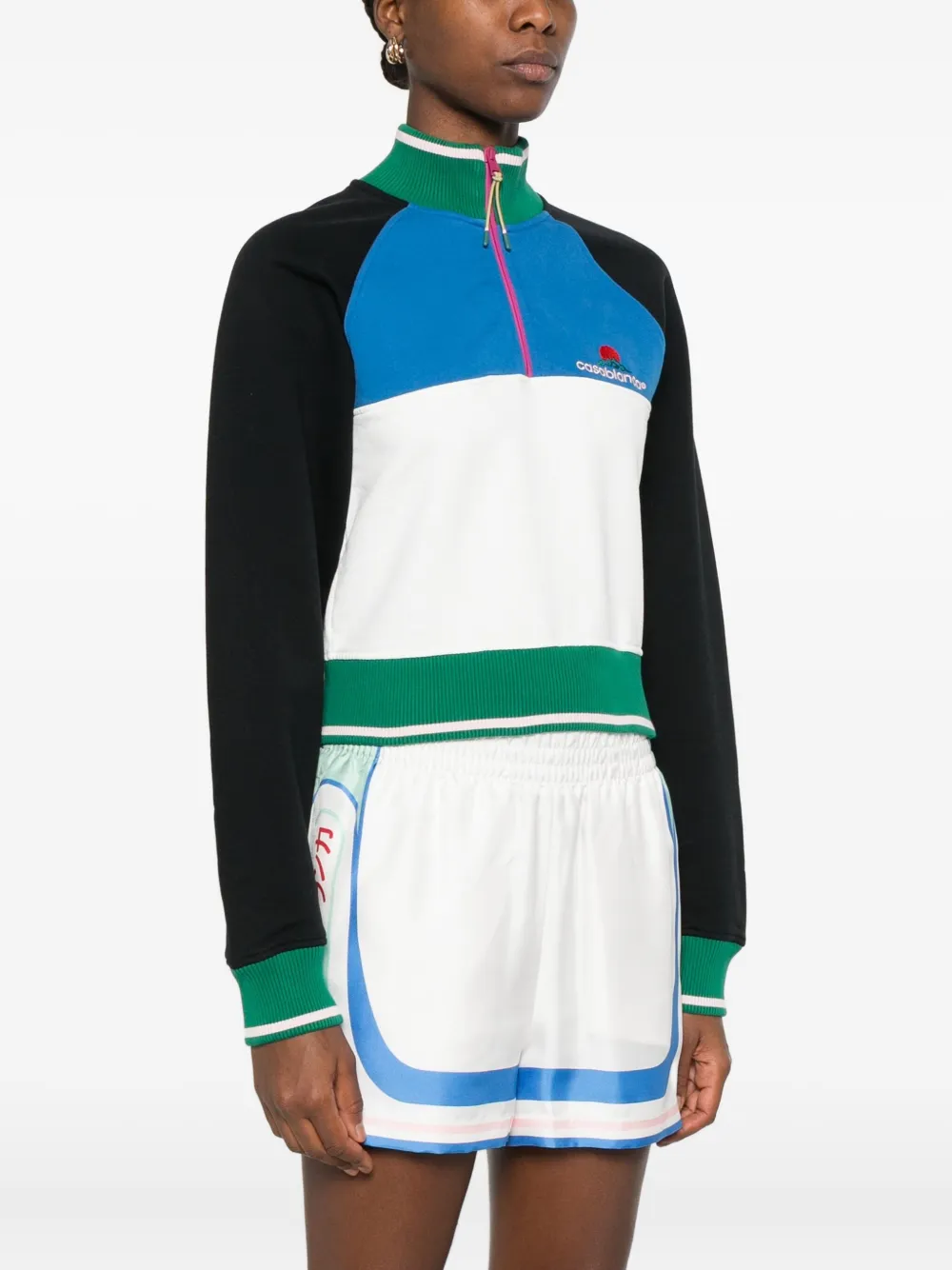 Casablanca Multicolor Quarter Zip Colorblock Sweatshirt In Multi
