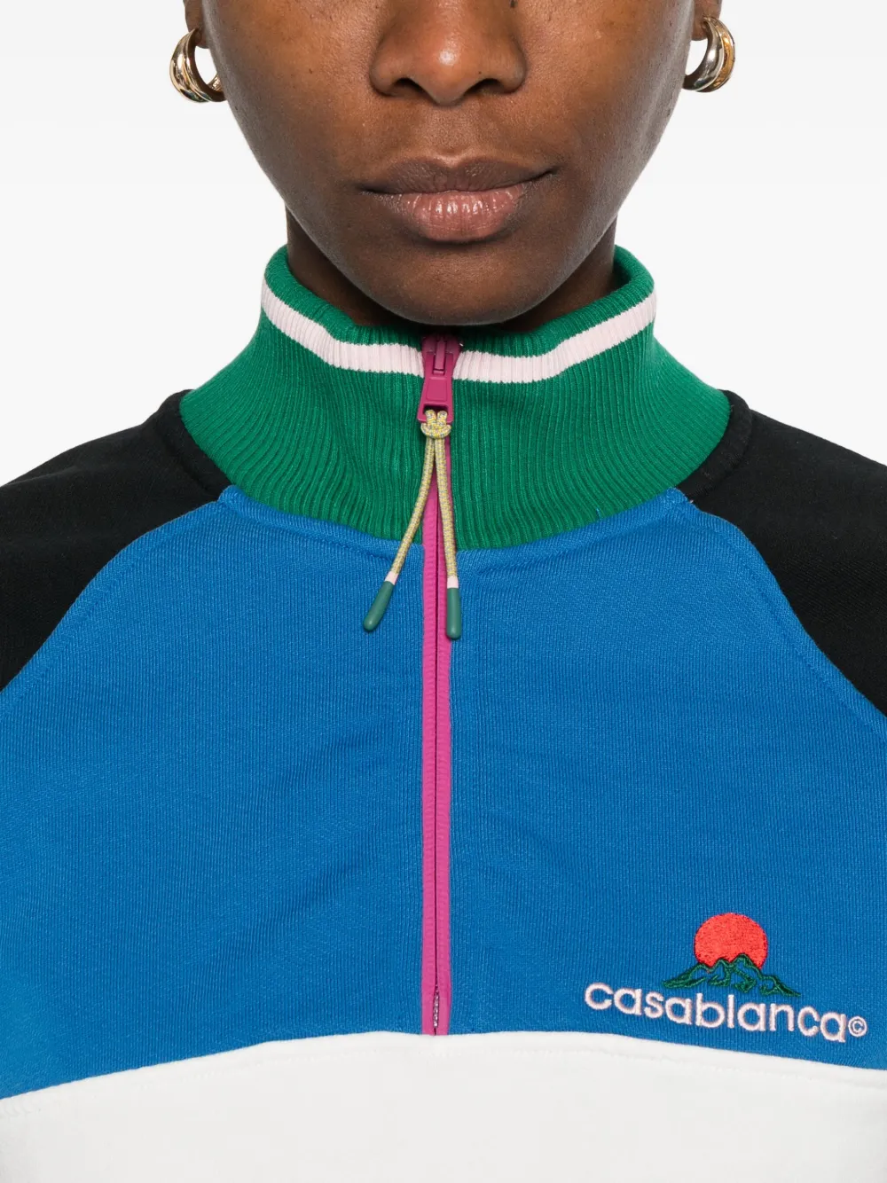Casablanca Multicolor Quarter Zip Colorblock Sweatshirt In Multi