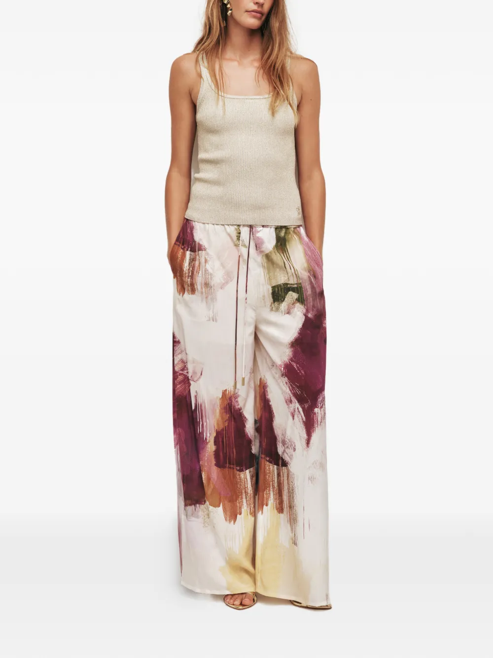  Aje Atomic Silk Palazzo Pants - Neutrals 