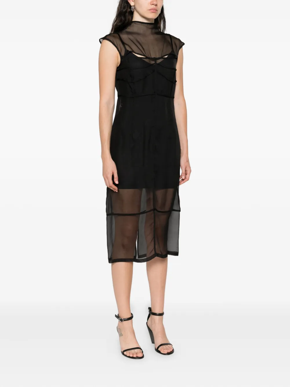 Patrizia Pepe Sleeveless Midi Dress In Black