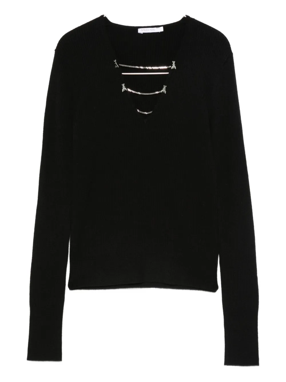 Patrizia Pepe chain-detail V-neck sweater - Nero