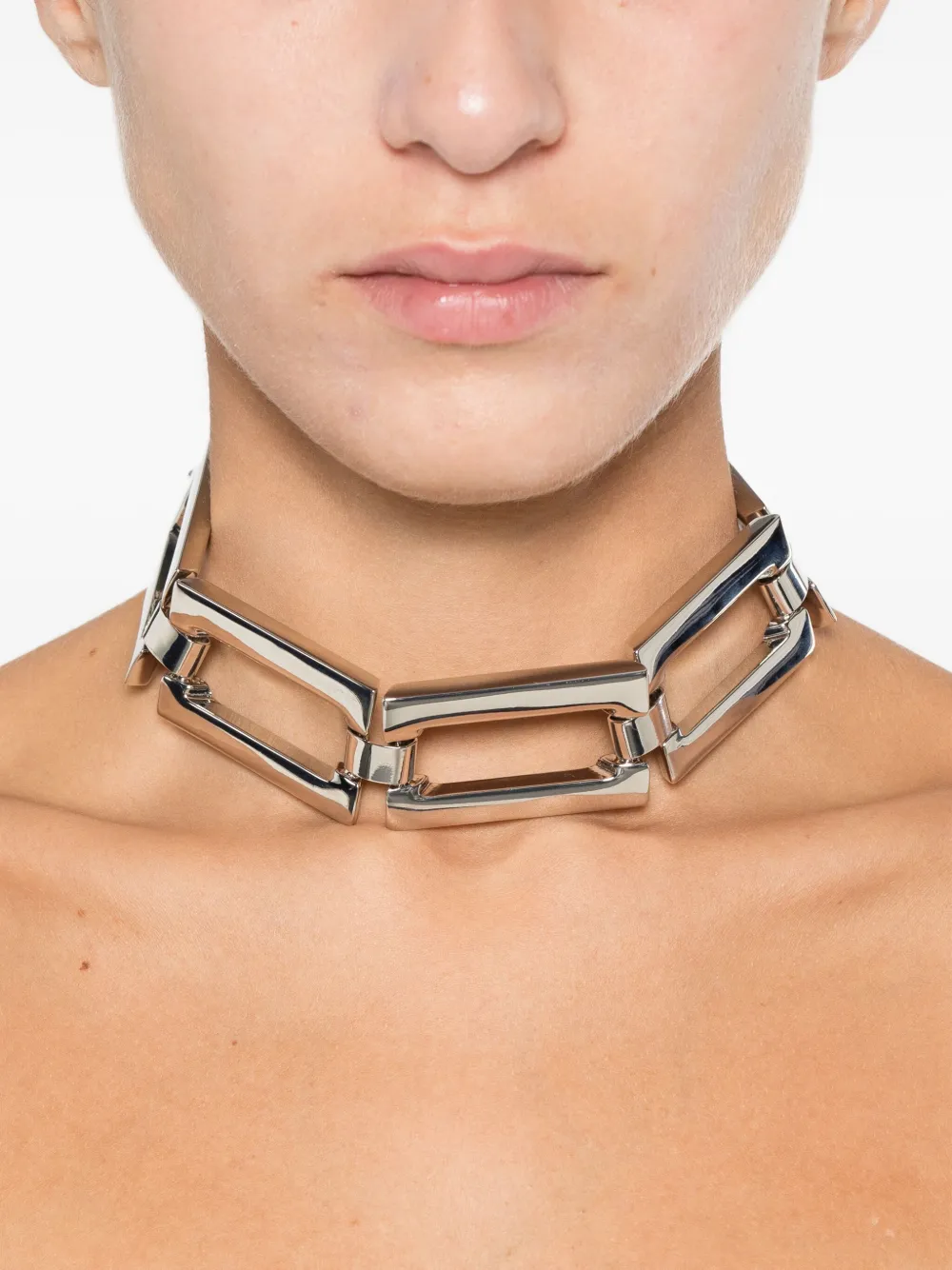 Patrizia Pepe Halsketting met rechthoekige ketting - Zilver