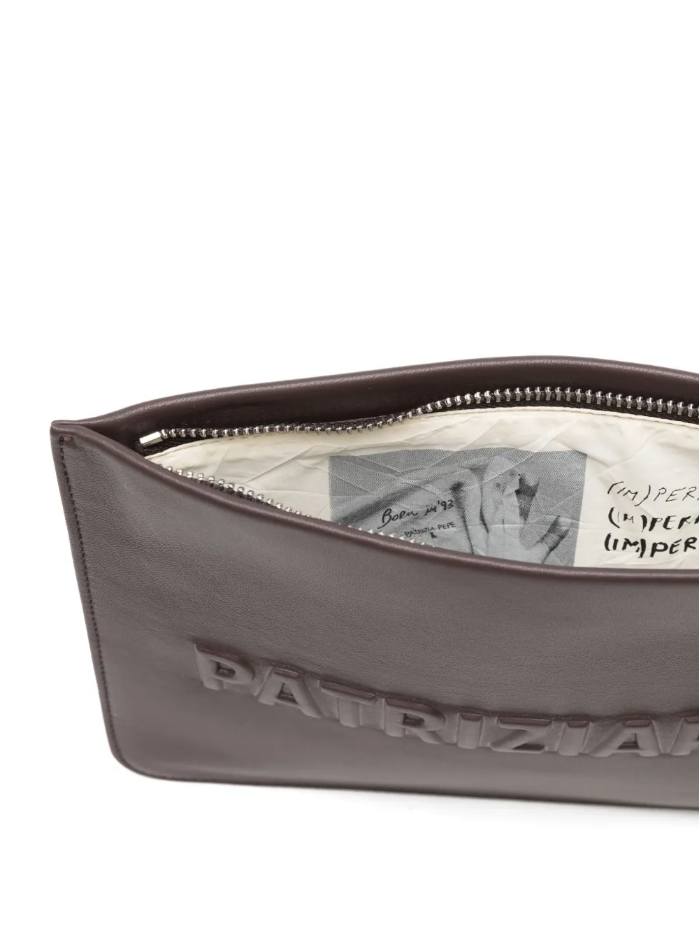 Patrizia Pepe Leather Clutch Bag In Brown